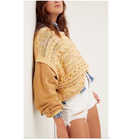 Free People Honey Cable Pullover Sweater XL - Picture 1 of 12